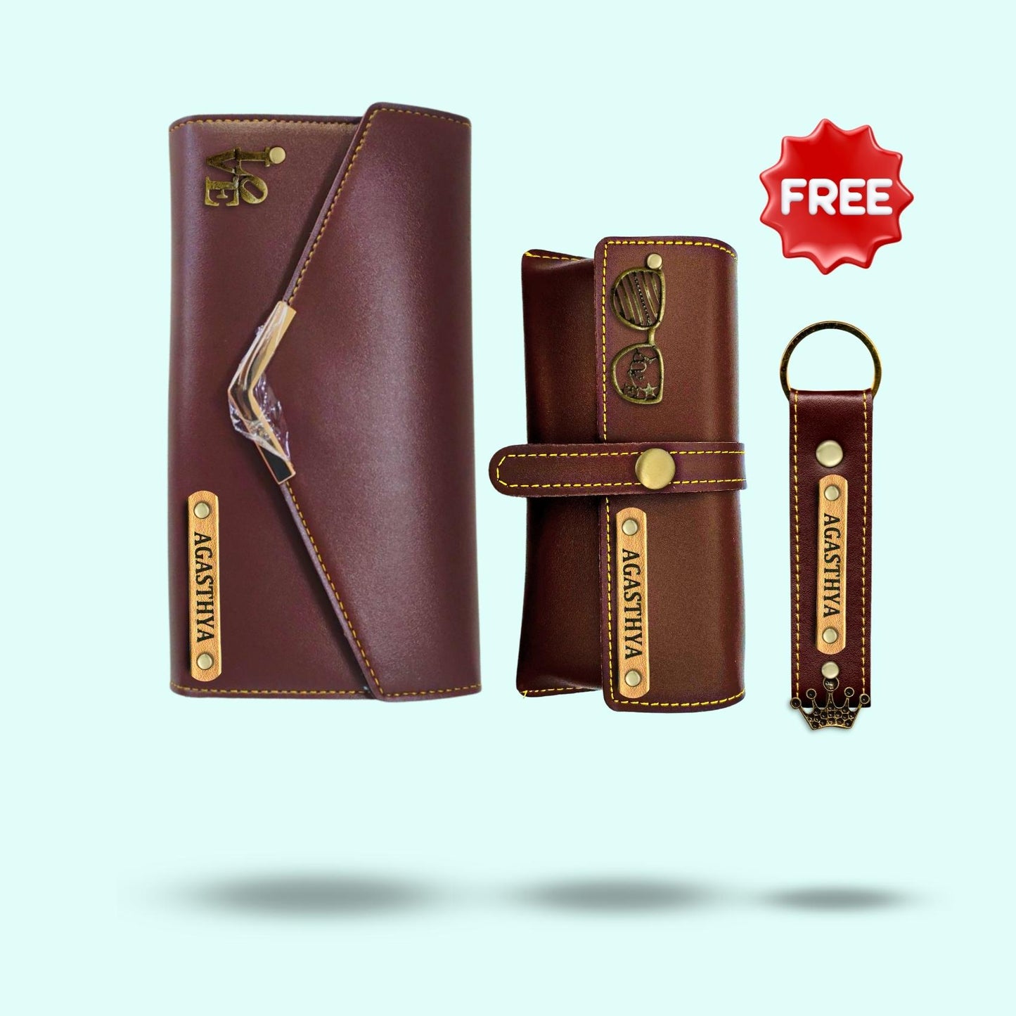 Personalized 3-in-1 Special Gift Hamper For Women - Includes 1 Free Keychain - Black
