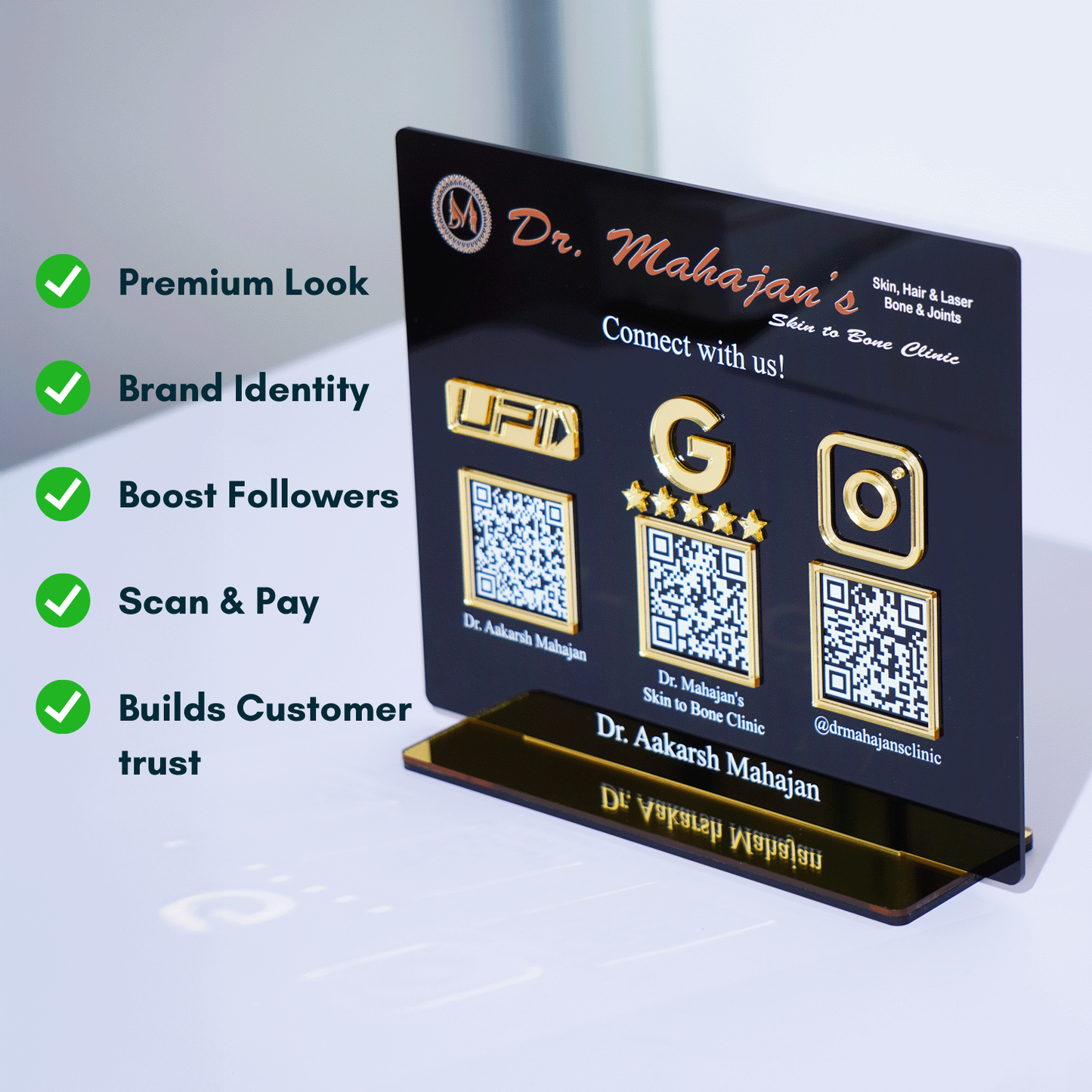 Customized Business Black Acrylic QR Stand - Scan & Pay