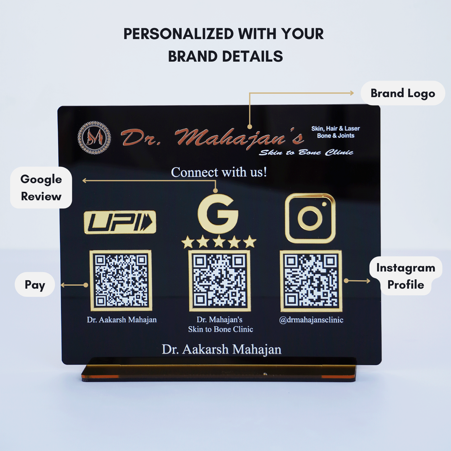 Customized Business Black Acrylic QR Stand - Scan & Pay