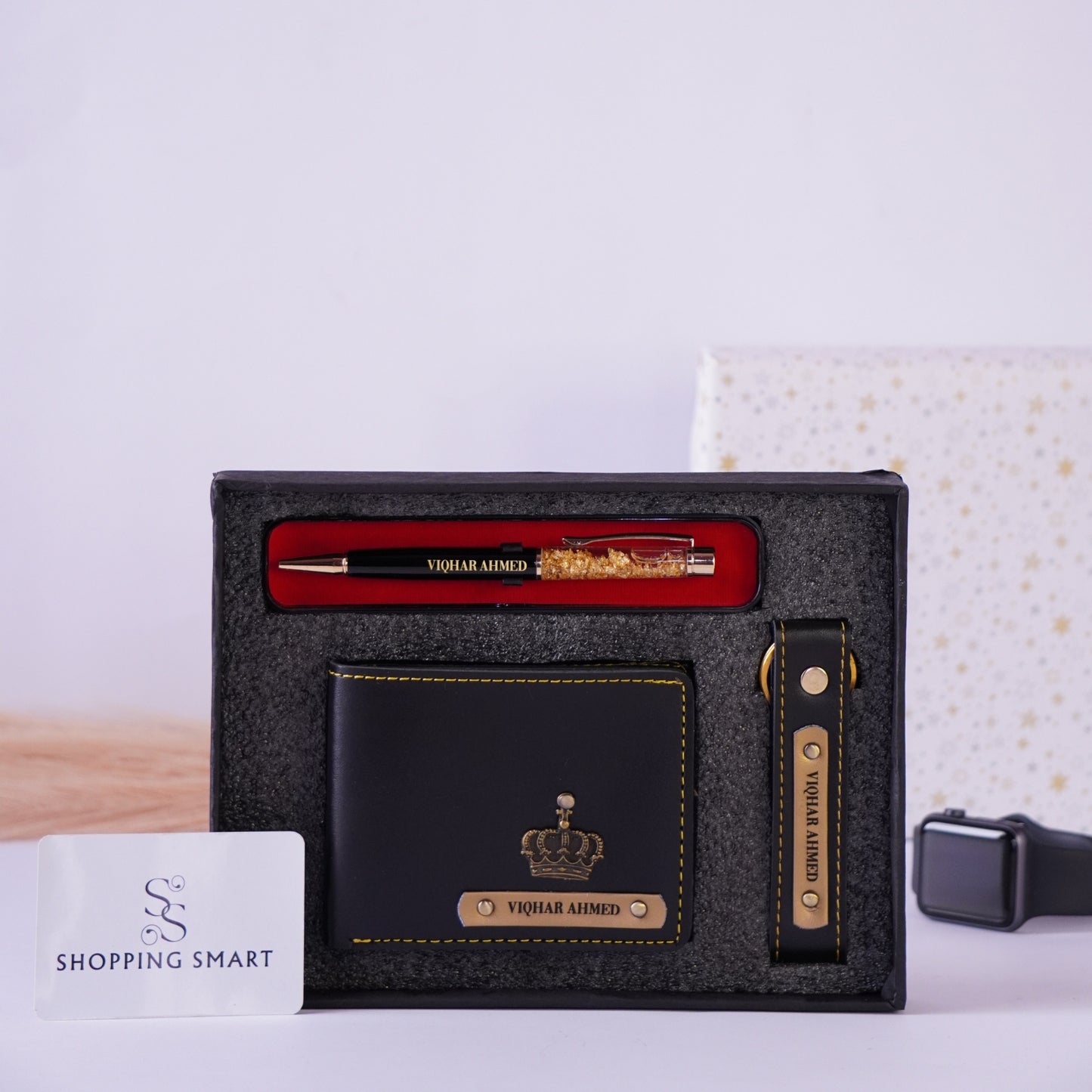 Personalized 3-in-1 set for Men - Wallet, Keychain, Pen