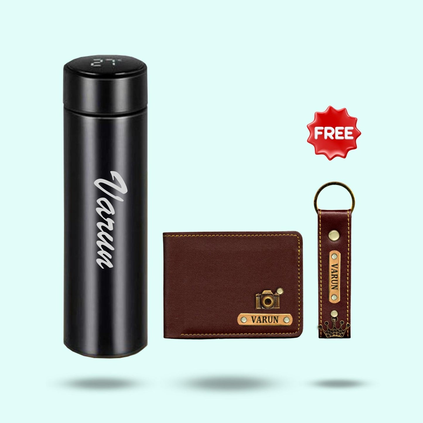3-in-1 Hamper Set for Men - Bottle, Wallet, Keychain