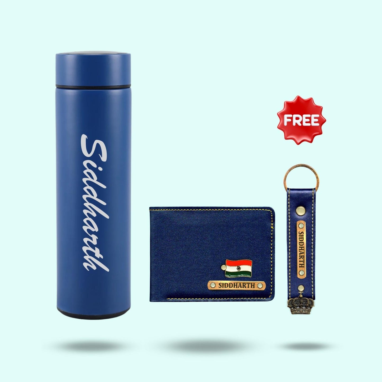 3-in-1 Hamper Set for Men - Bottle, Wallet, Keychain