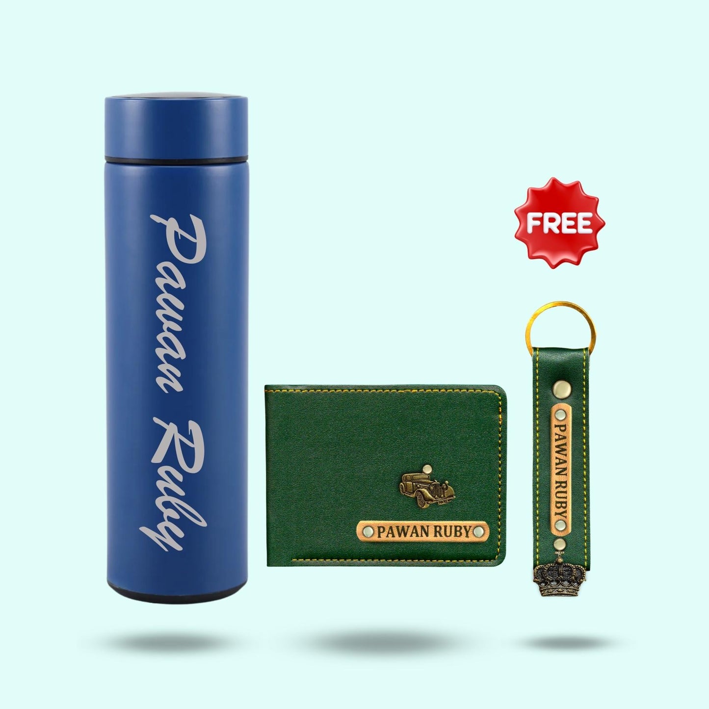 3-in-1 Hamper Set for Men - Bottle, Wallet, Keychain