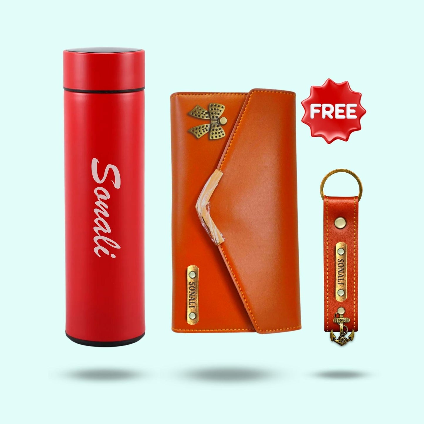3-in-1 Hamper Set for Women - Wallet, Keychain, Bottle
