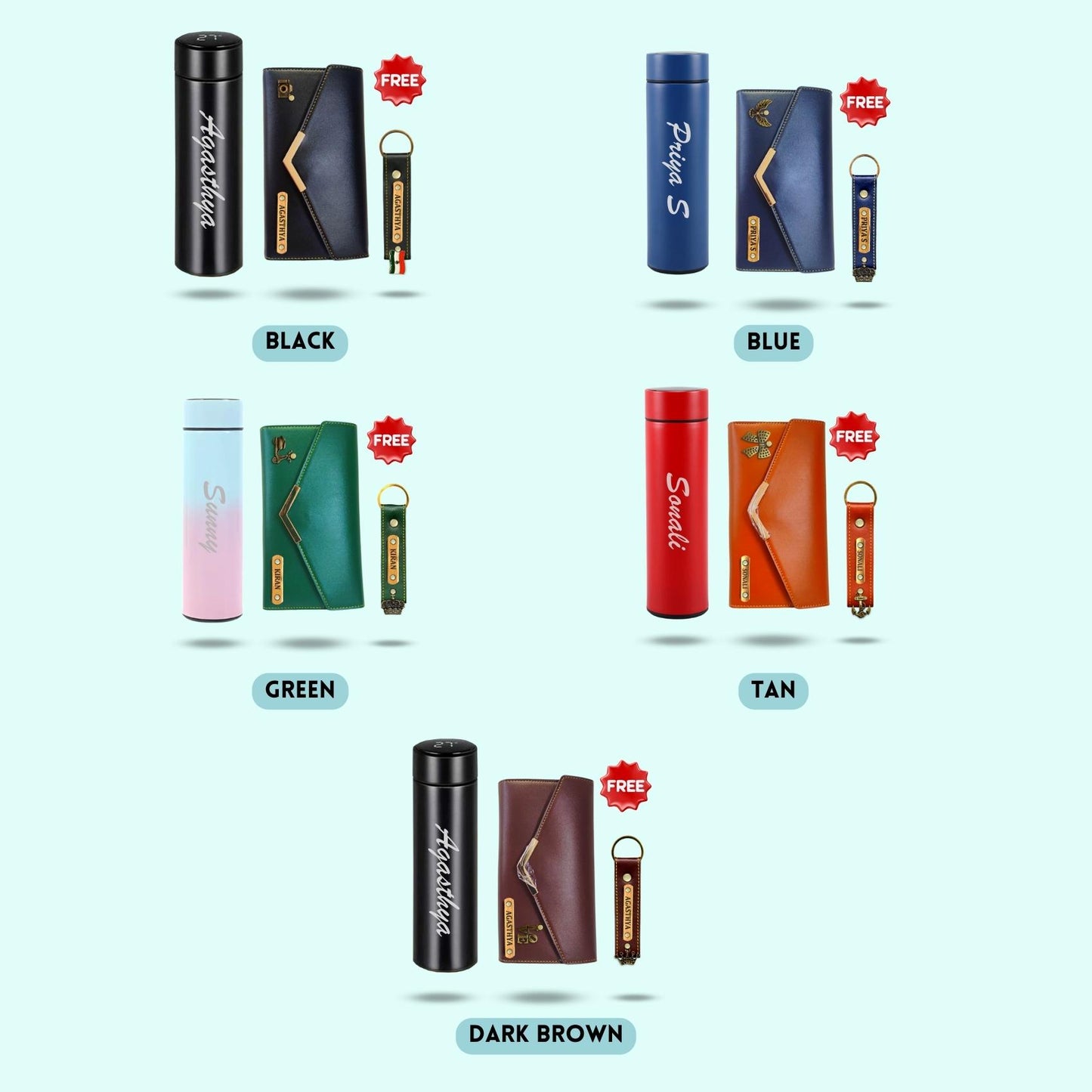 3-in-1 Hamper Set for Women - Wallet, Keychain, Bottle