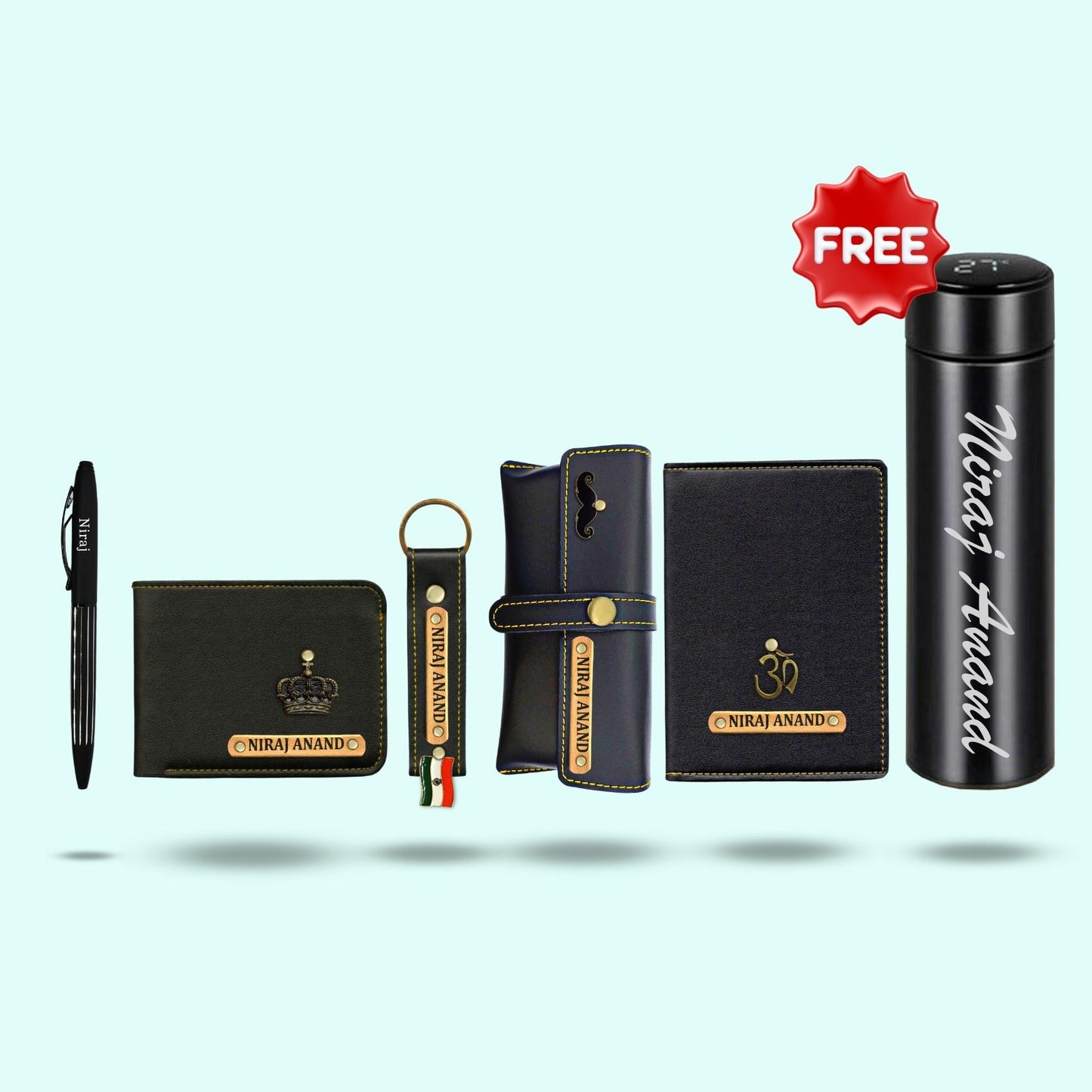 Personalized 6-in-1 Special Gift Hamper for Him - Includes 1 Free Bottle - Wine