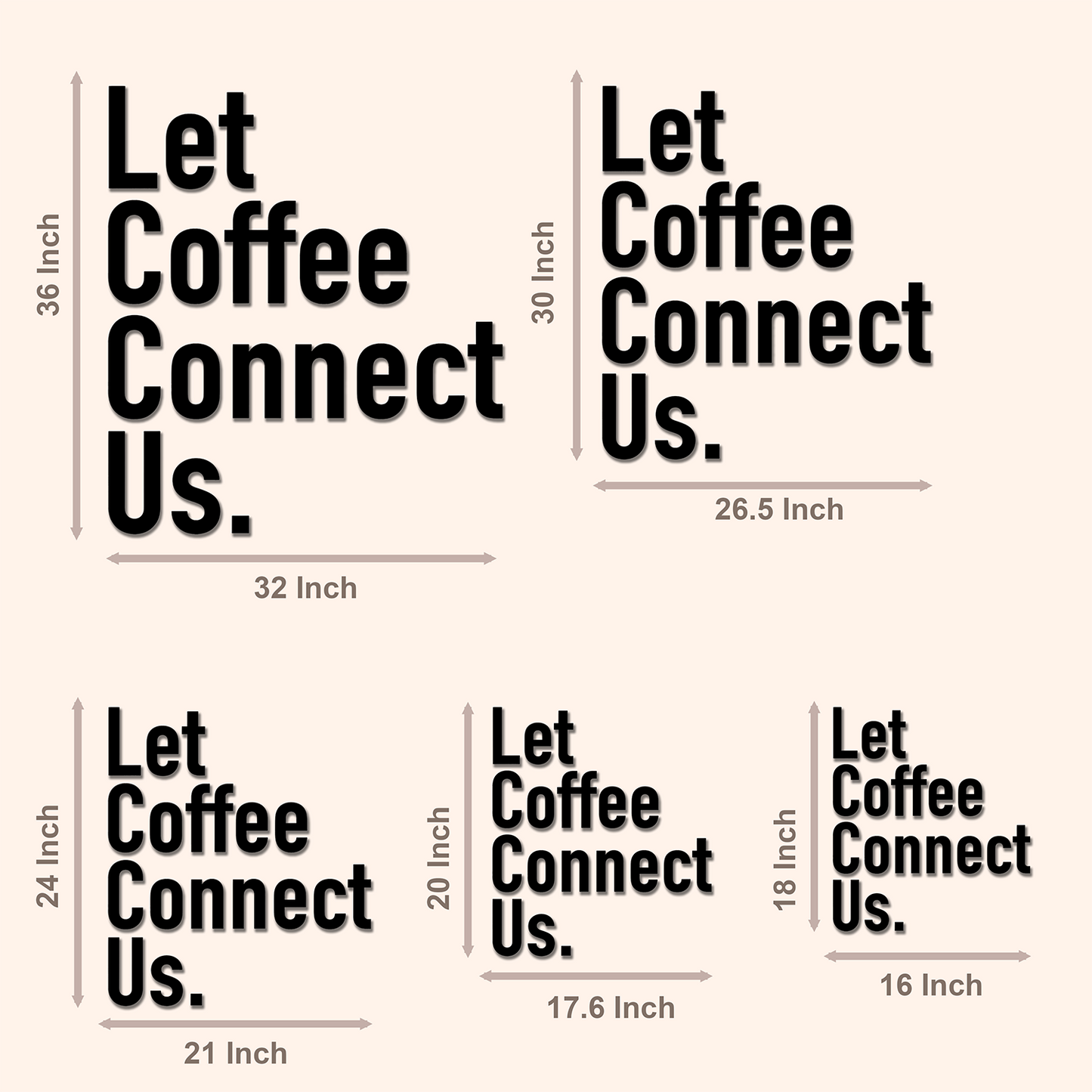 Custom Glossy Black 3D Acrylic Lettering – Wall Quote Signage for Cafes & Offices