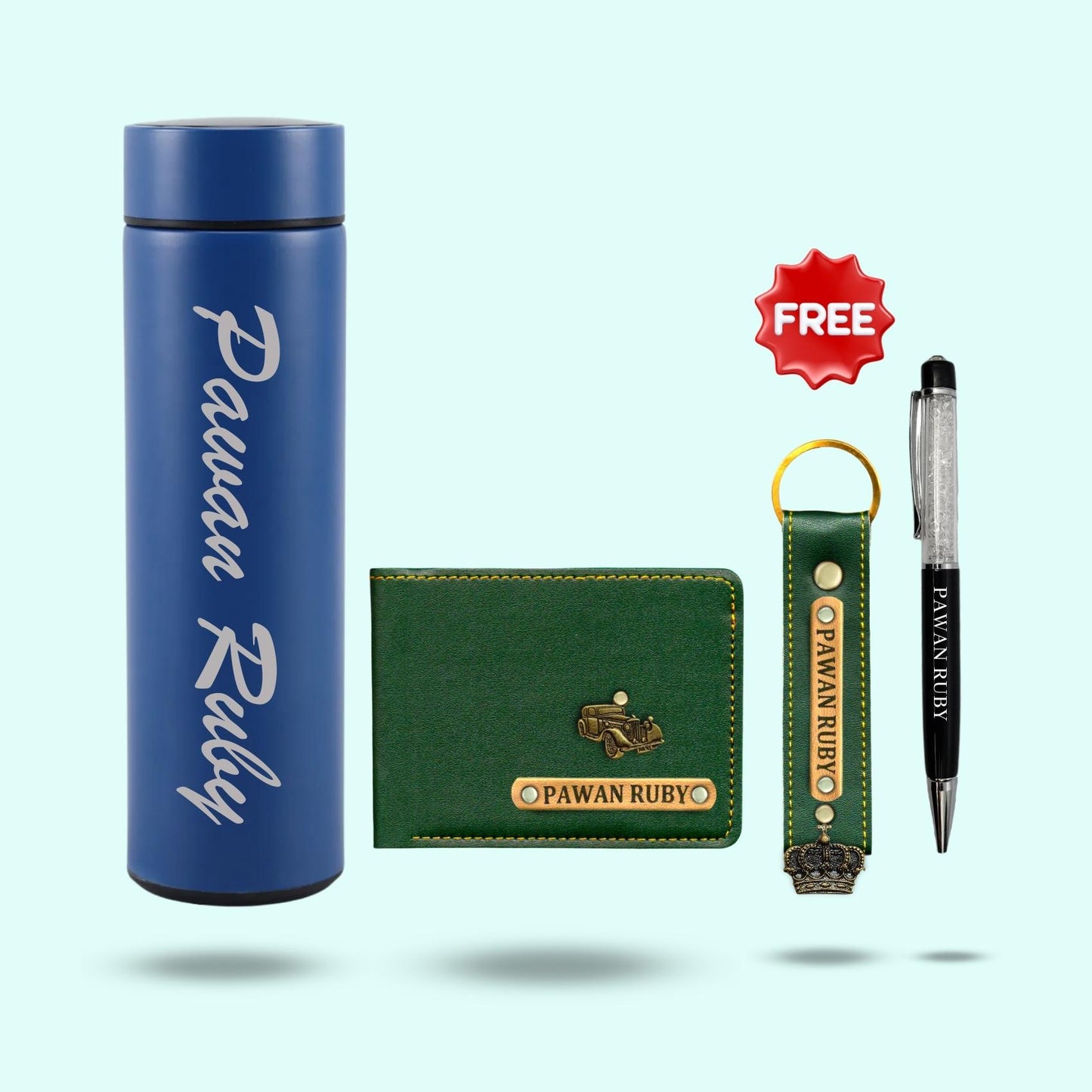 4-in-1 Hamper Set for Men - Bottle, Wallet, Keychain, Pen