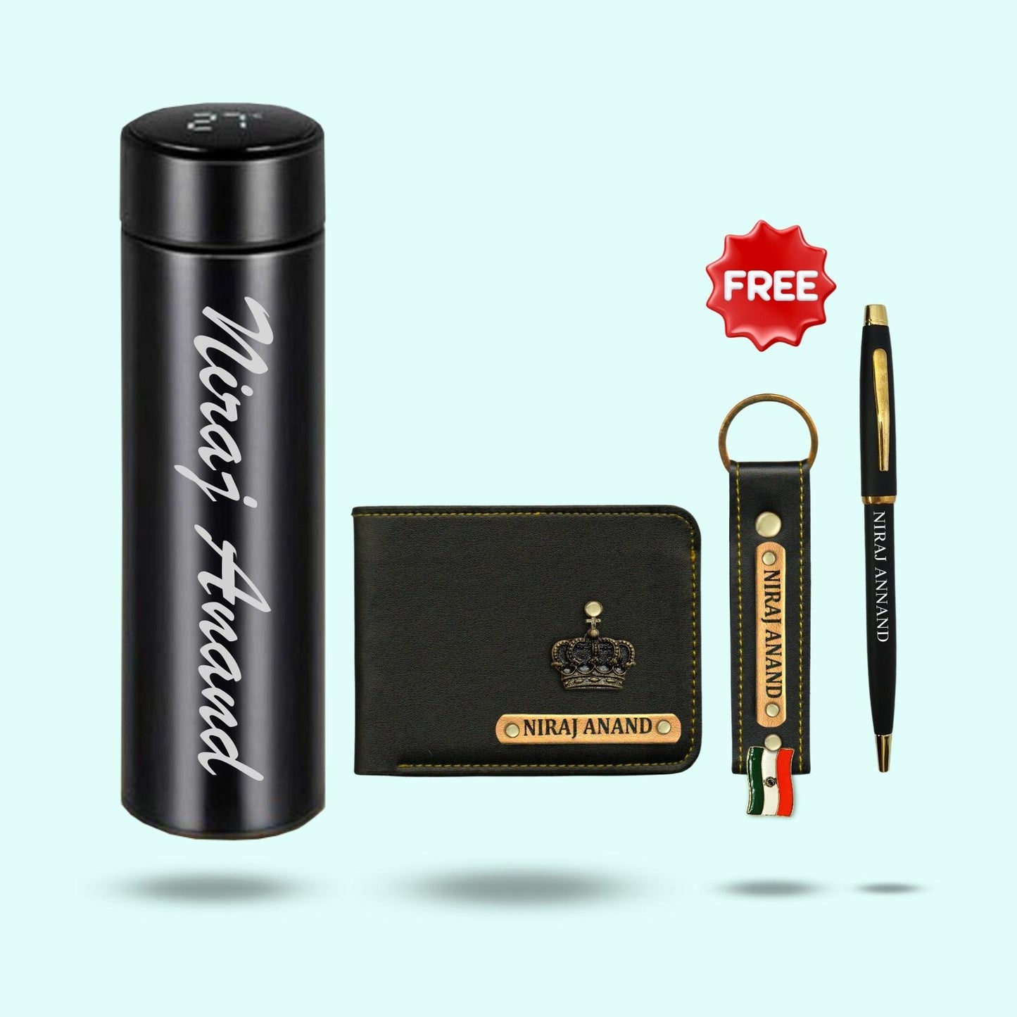 4-in-1 Hamper Set for Men - Bottle, Wallet, Keychain, Pen