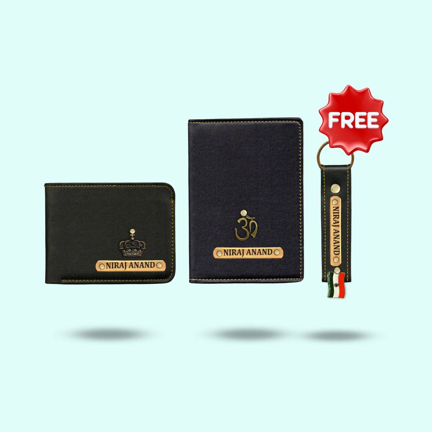 Personalized 3-in-1 Essential Travel Gift Hamper For Men - Includes 1 Free Keychain