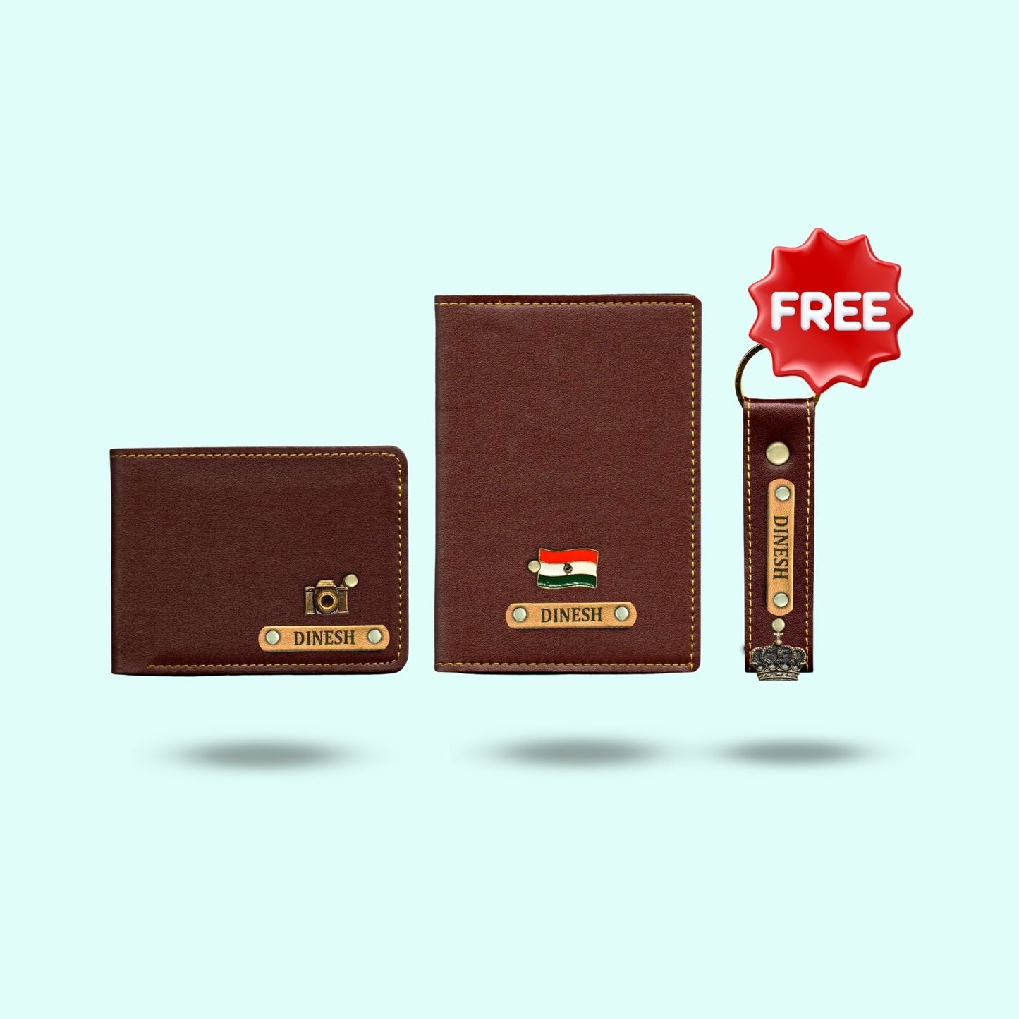 Personalized 3-in-1 Essential Travel Gift Hamper For Men - Includes 1 Free Keychain