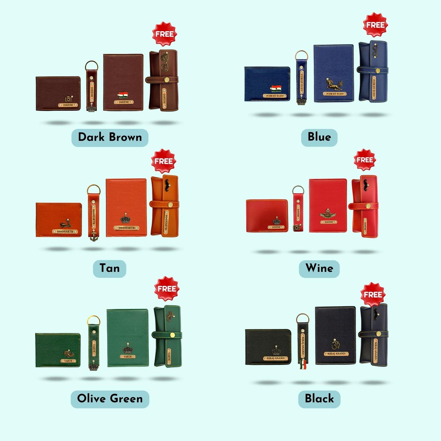 Personalized 4-in-1 Special Gift Hamper for Men - Dark Brown - Includes 1 Free Sunglass Case