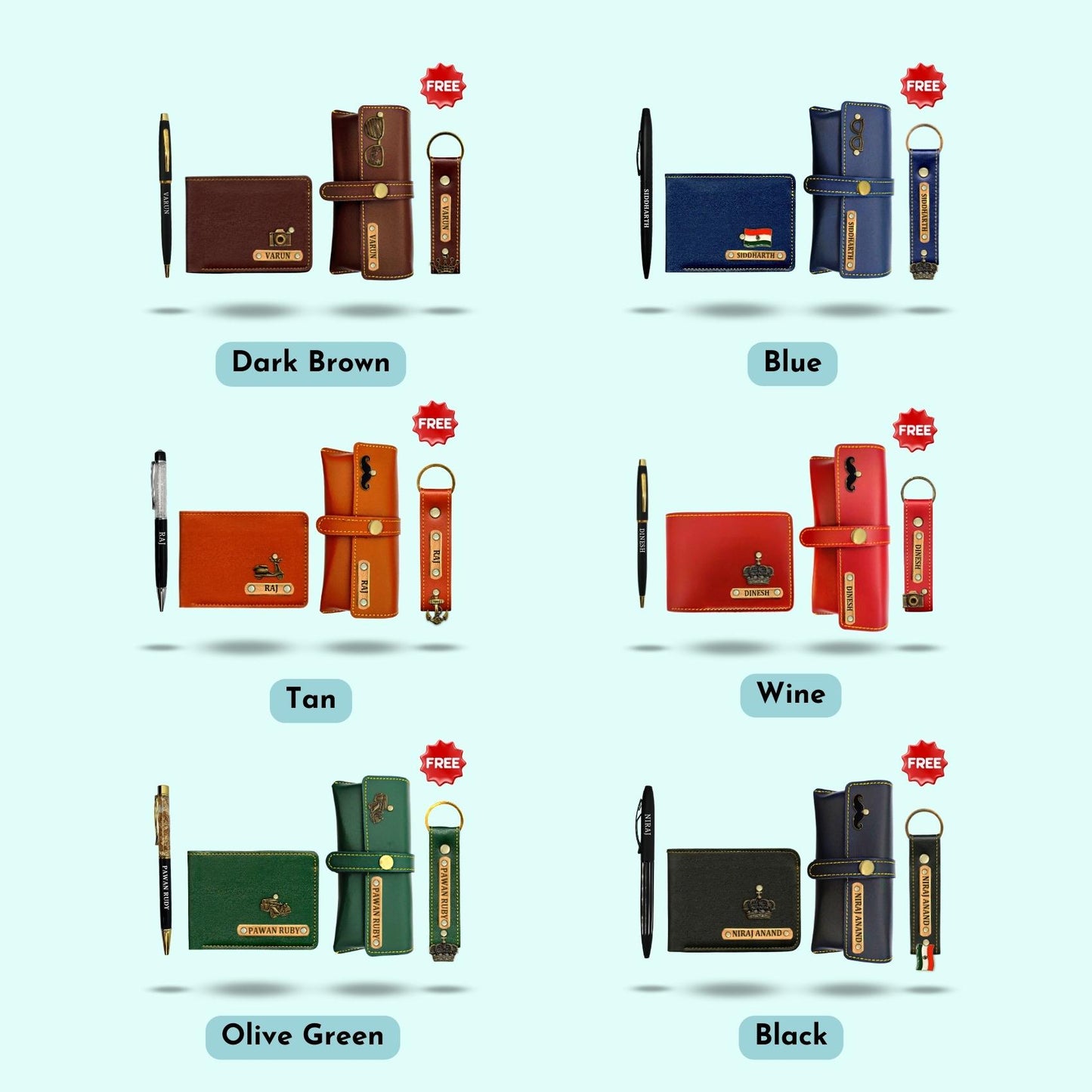 Personalized 4-in-1 Special Hamper For Him - Includes 1 Free Keychain - Dark Brown