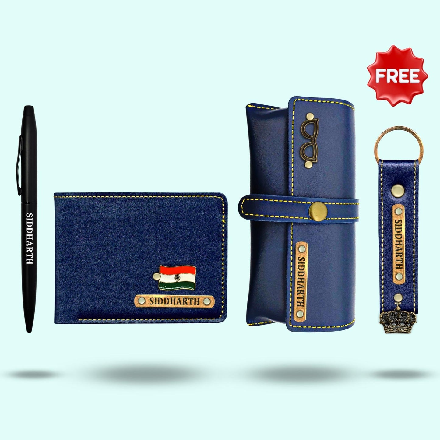 Personalized 4-in-1 Special Hamper For Him - Includes 1 Free Keychain - Dark Brown