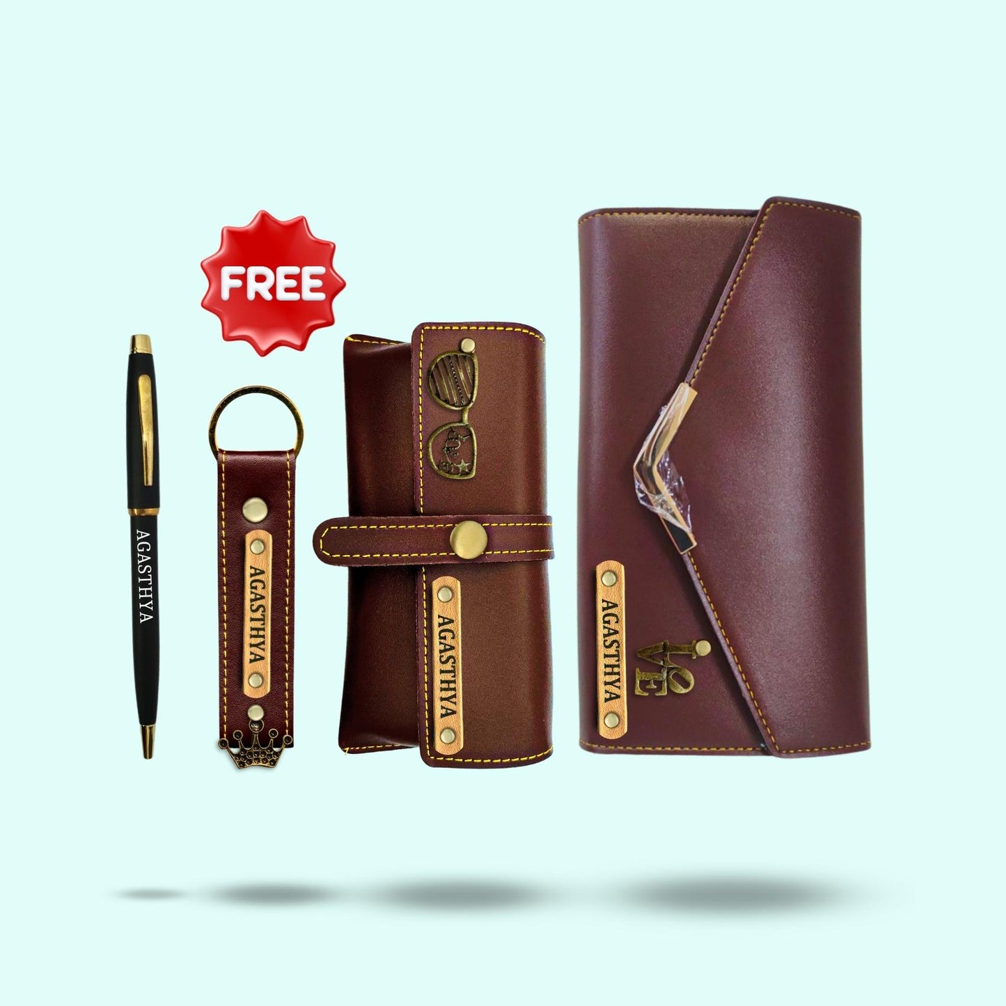 4-in-1 Personalized Special Combo for Women -Includes 1 Free Keychain