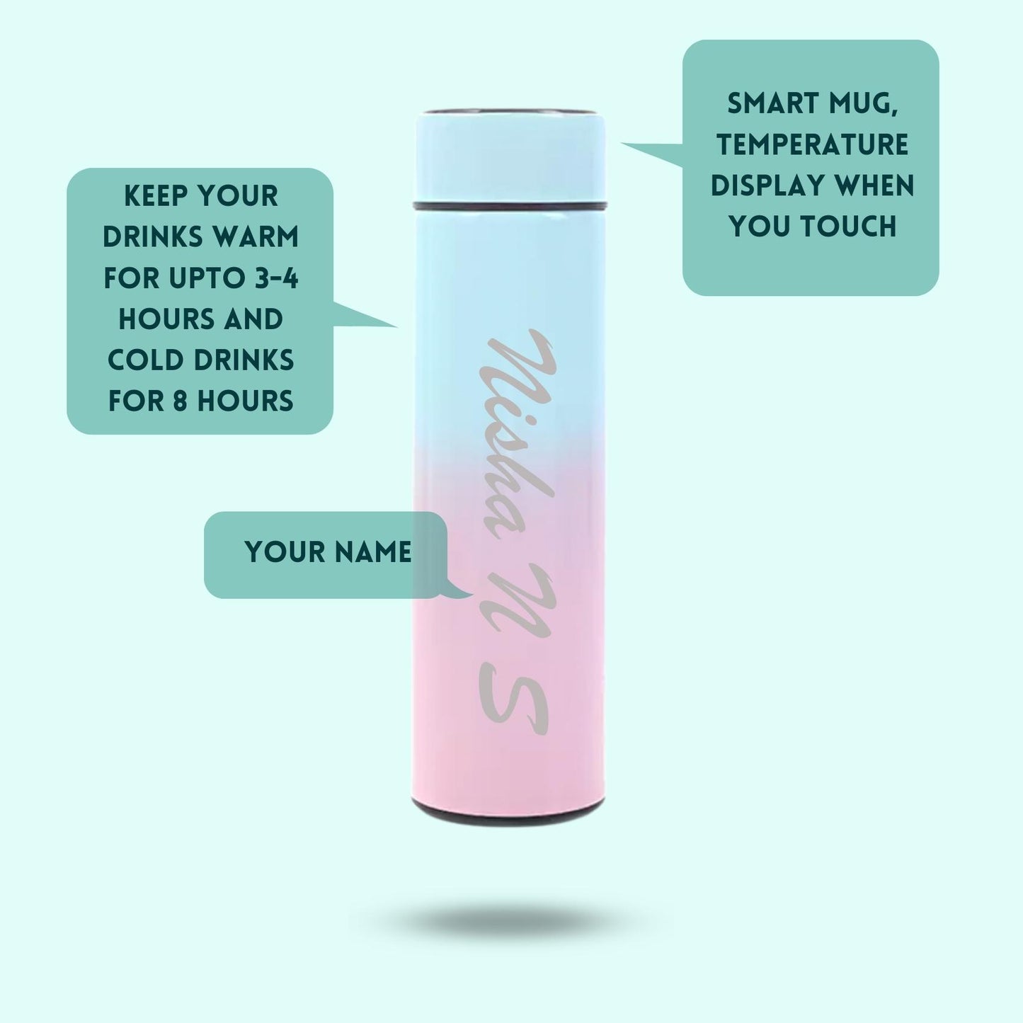 Personalized Gift Hamper Set for Women ( Includes 1 Free Bottle ) - Black Metal Name Tag