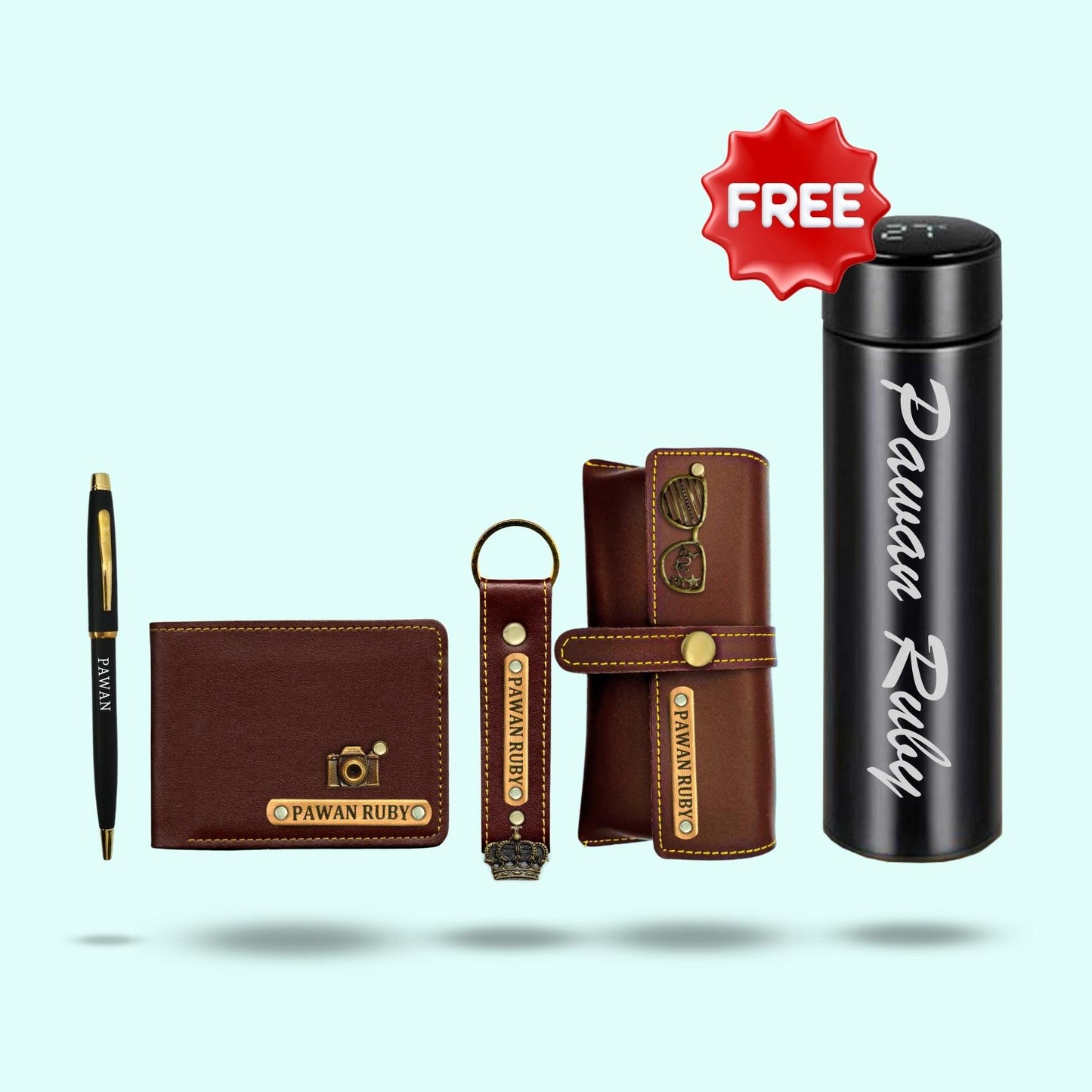 Personalized 5-in-1 Gift Set for Him - Includes 1 Free Bottle