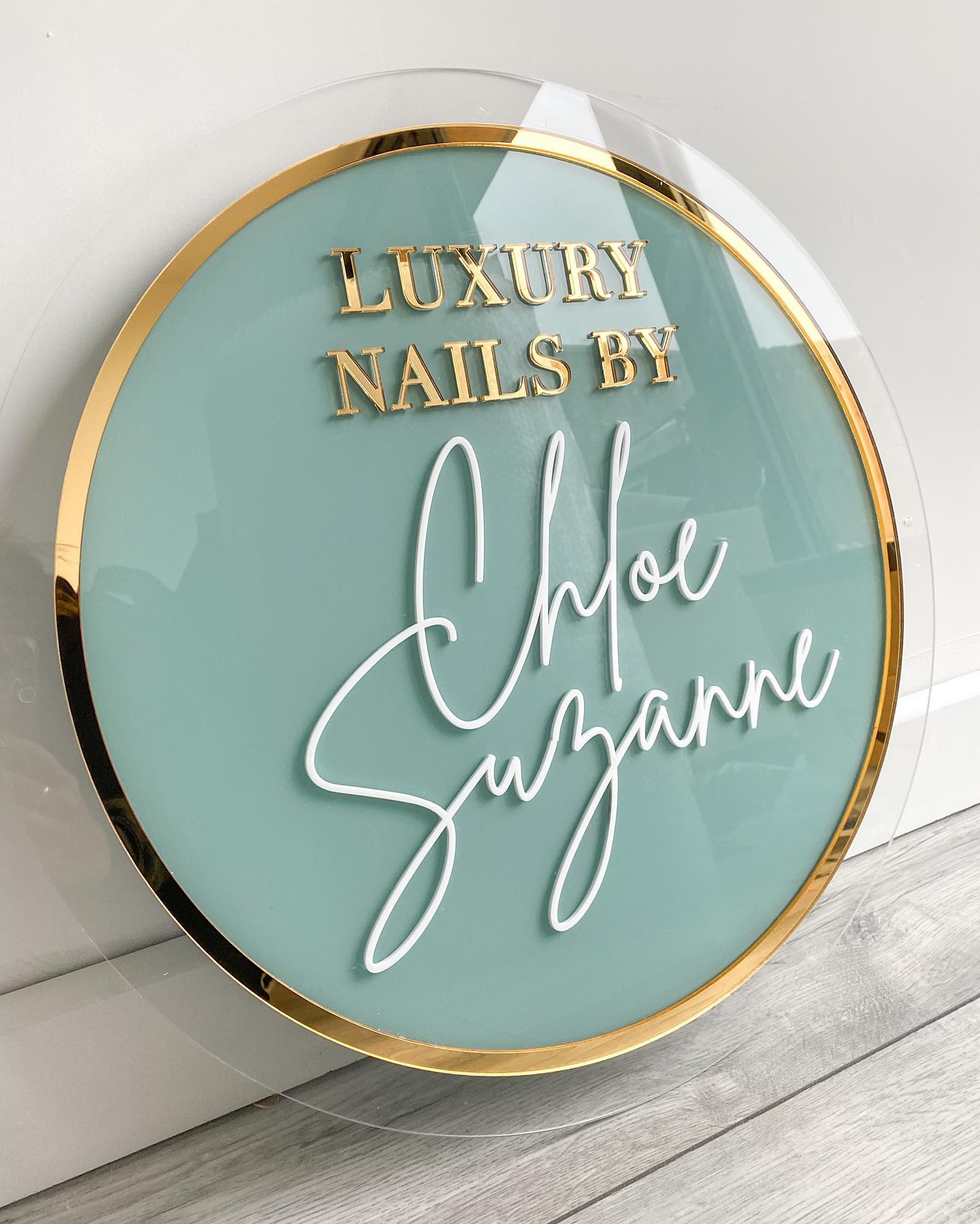 Premium Dual-Layer Acrylic Business Logo Sign – Floating Circle Wall Signage for Salons & Boutiques