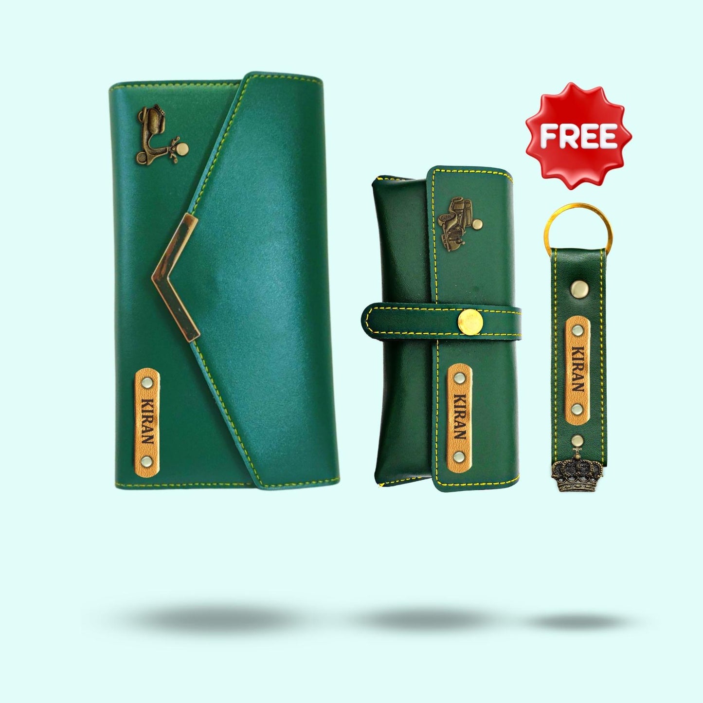 Personalized 3-in-1 Special Gift Hamper For Women - Includes 1 Free Keychain - Green
