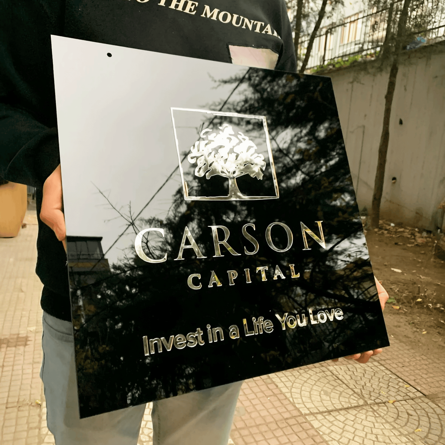 Custom Black 3D Acrylic Square Business Logo Signs