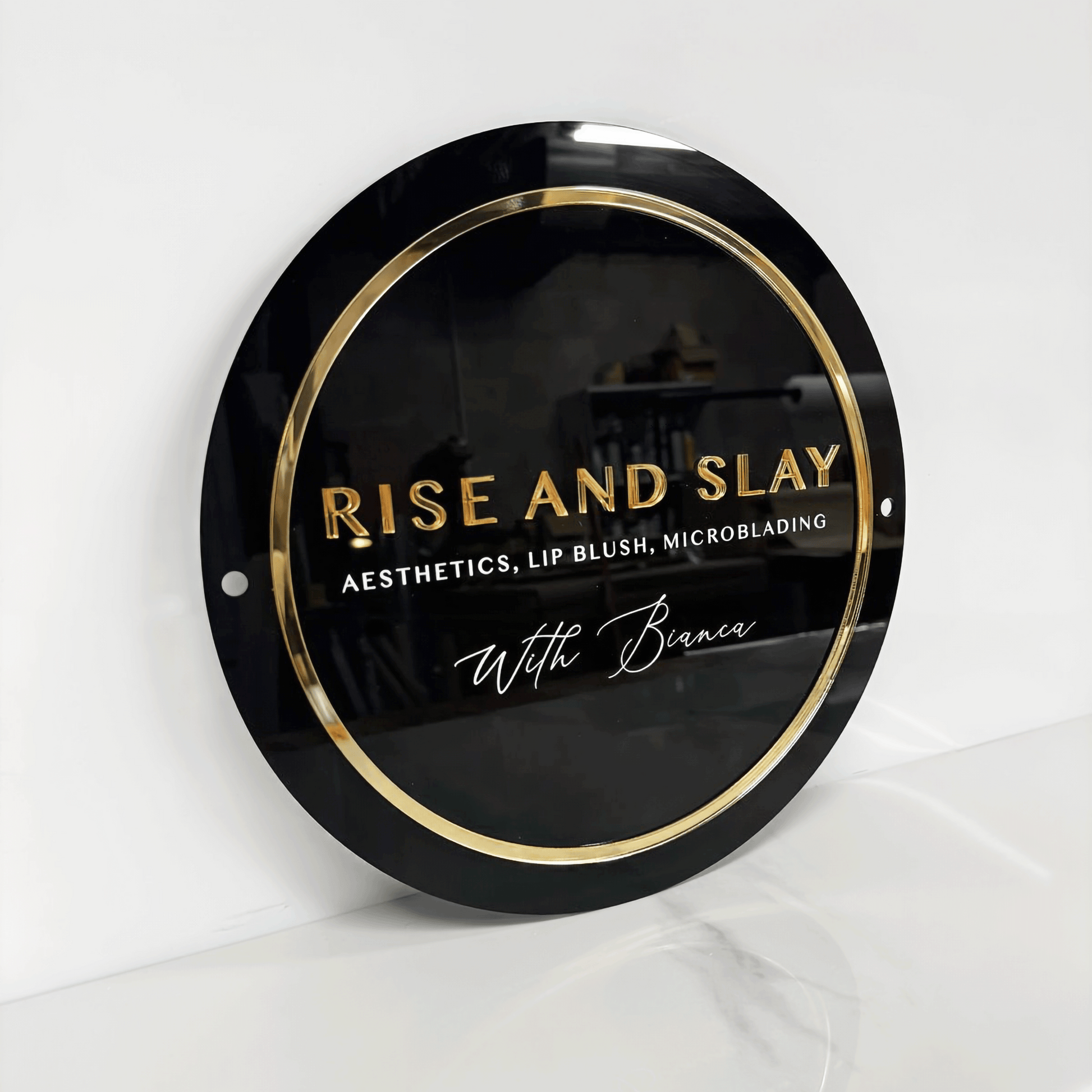 Custom Black 3D Acrylic Round Business Logo Signs