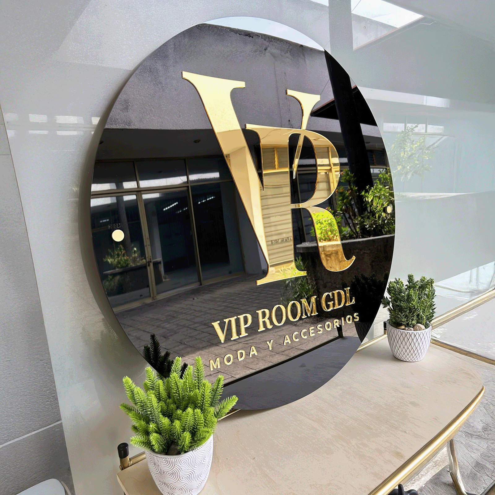 Custom Black 3D Acrylic Round Business Logo Signs