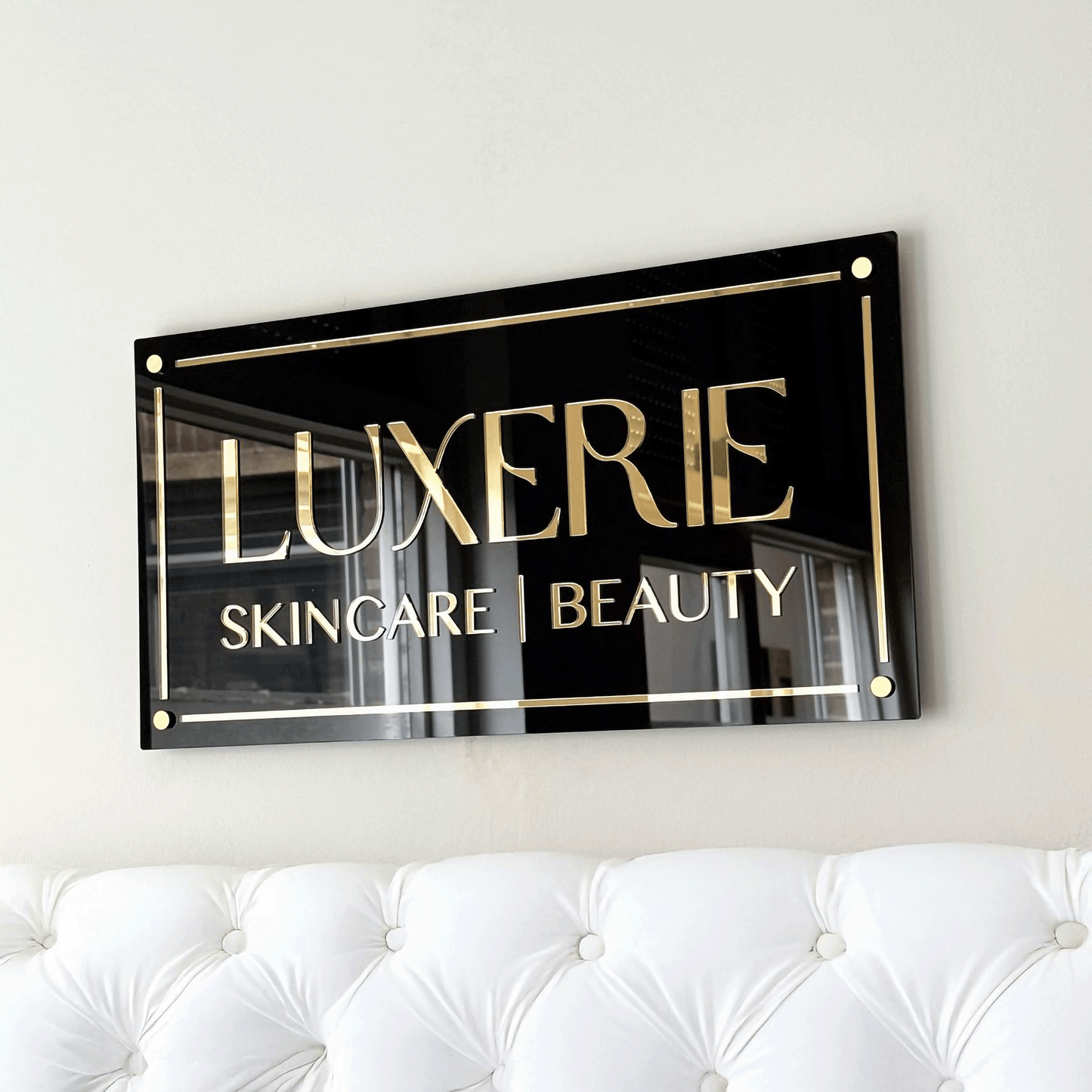 Custom Black 3D Acrylic Rectangular Business Logo Signs
