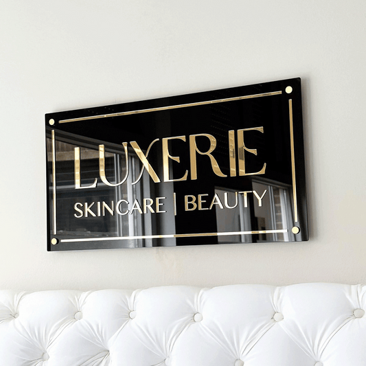 Custom Black 3D Acrylic Rectangular Business Logo Signs