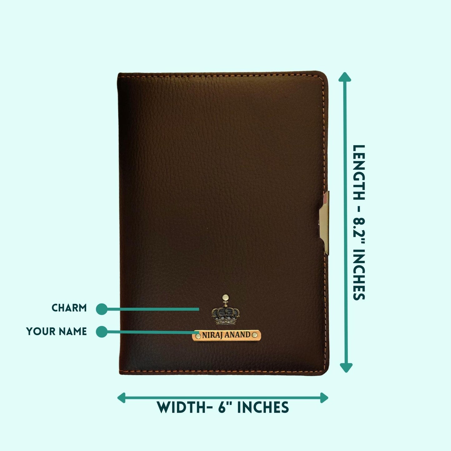 Brown PU Cover Diary with Metal Fitting