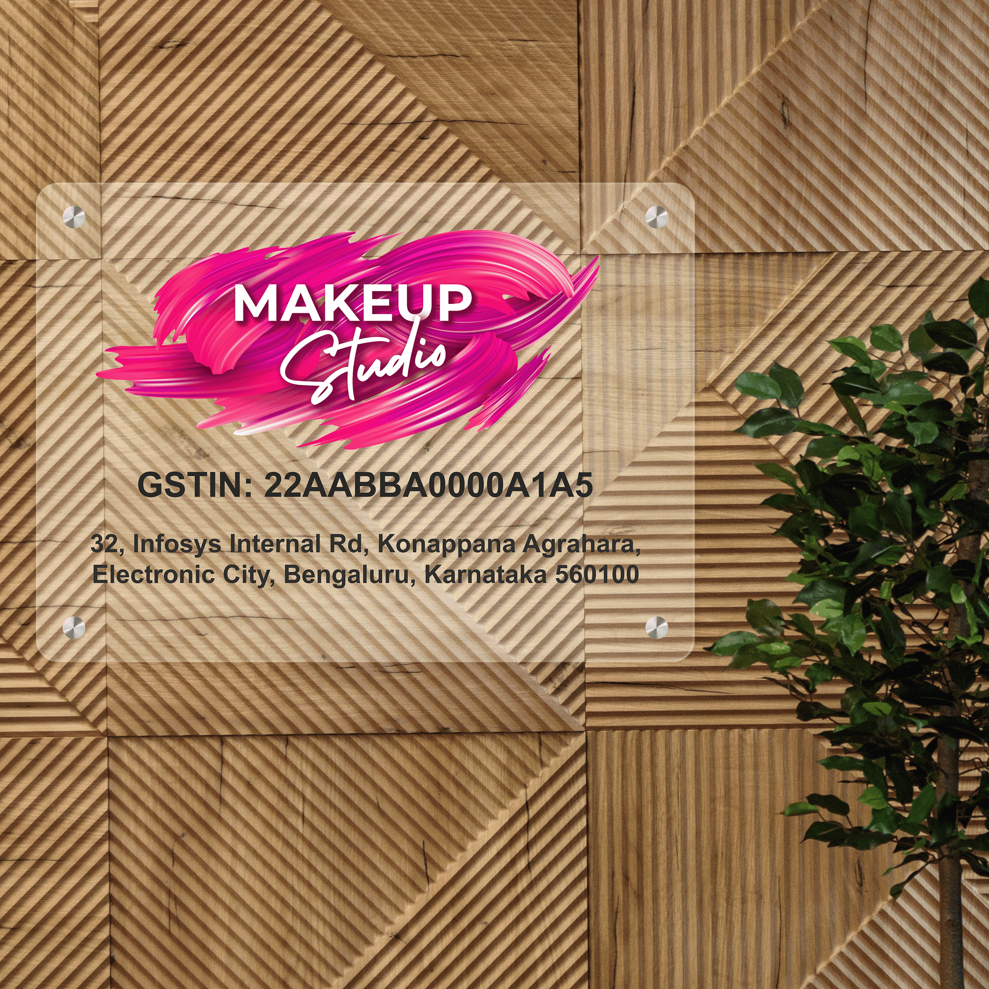 Custom Frosted Acrylic Rectangular Business Logo, GST Signs - UV Printed