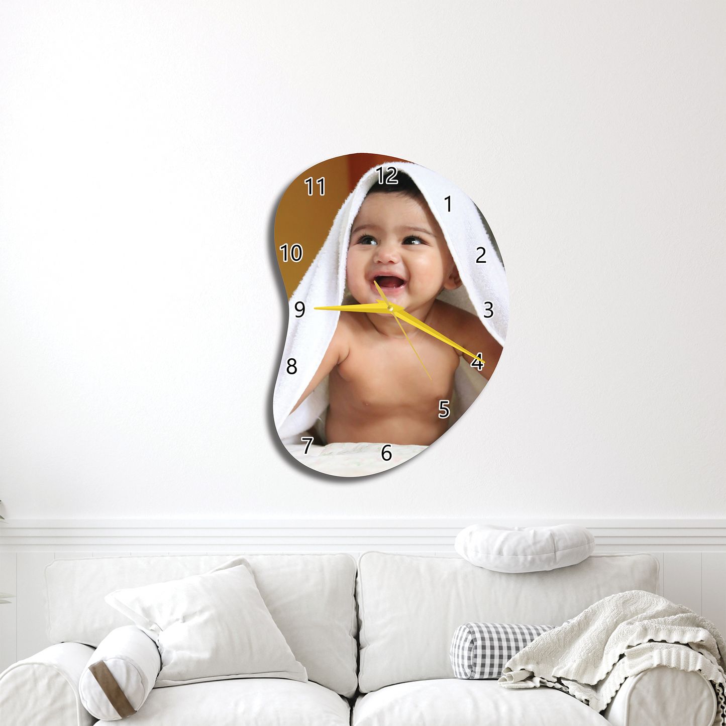 Full Pic Bean Shaped Design Wall Clocks