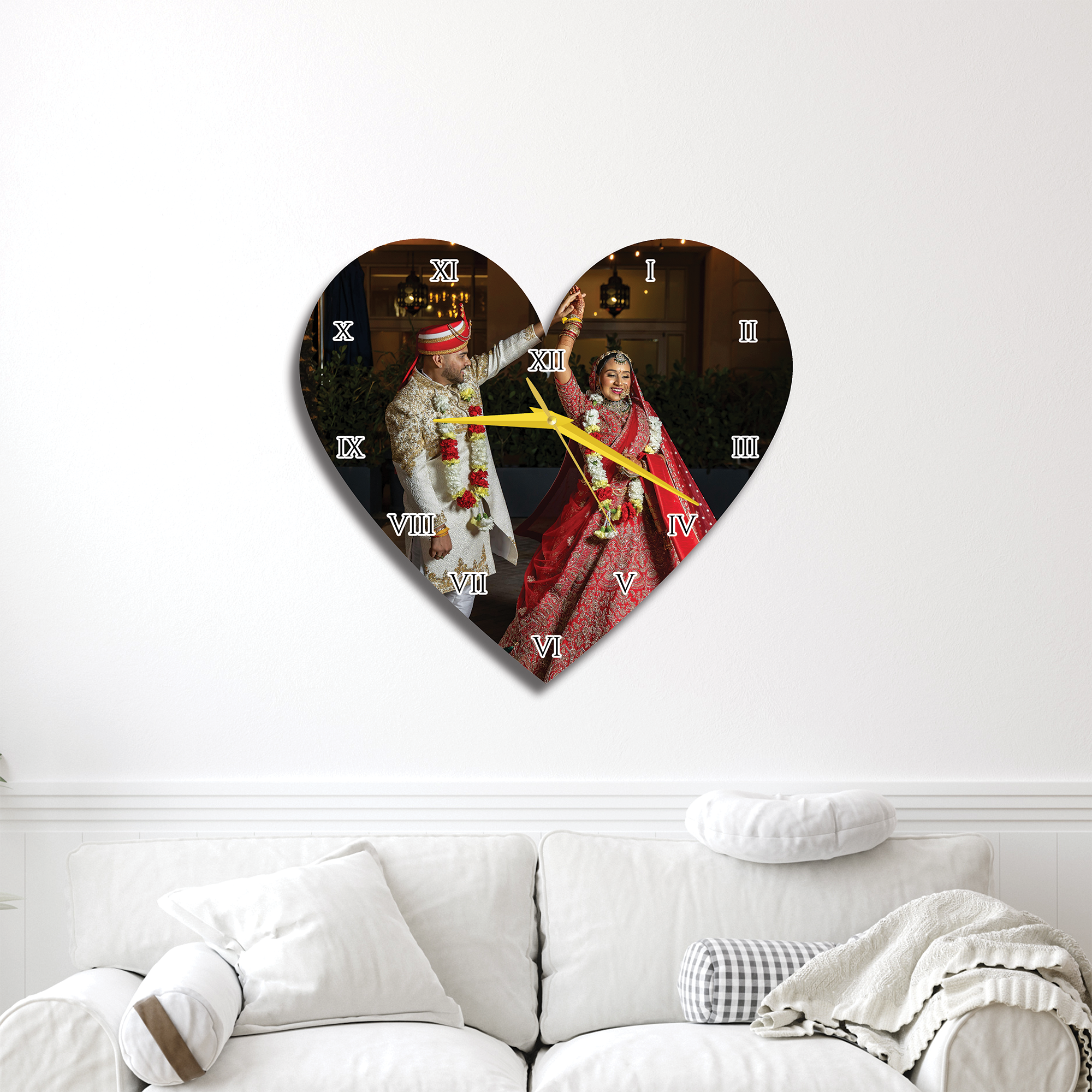 Full Pic Heart Shape Design Wall Clocks| Personalized acrylic wall ...