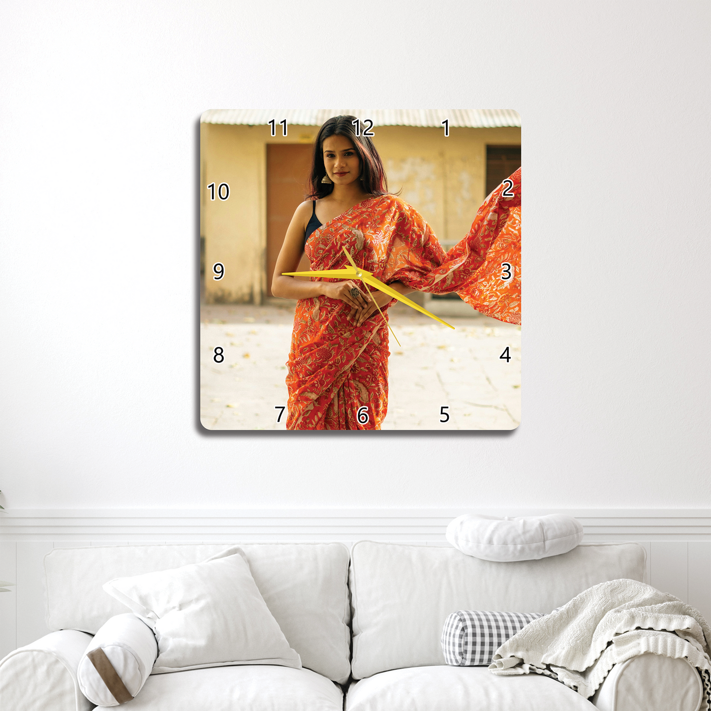 Full Pic Simple Square Shape Design Wall Clocks