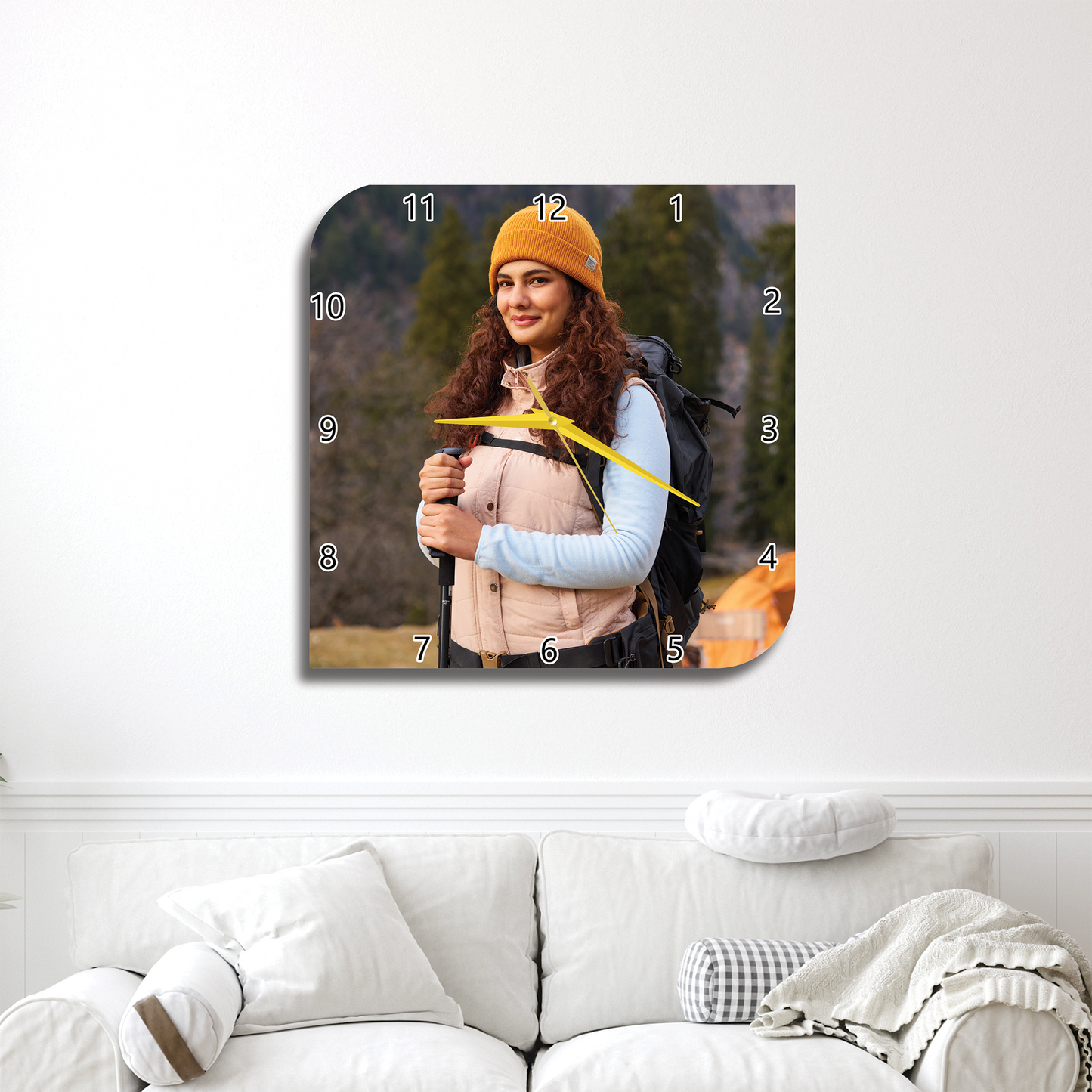 Full Pic Two-Side Curved Edge Shape Design Wall Clocks