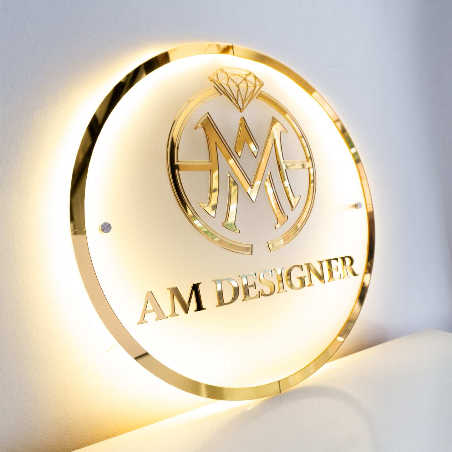 Custom 3D Frosted Acrylic Round Business Logo LED Signs