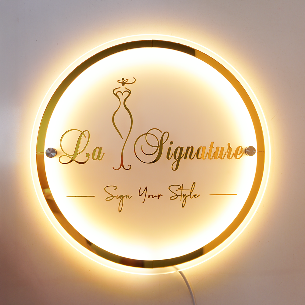 Custom 3D Frosted Acrylic Round Business Logo LED Signs