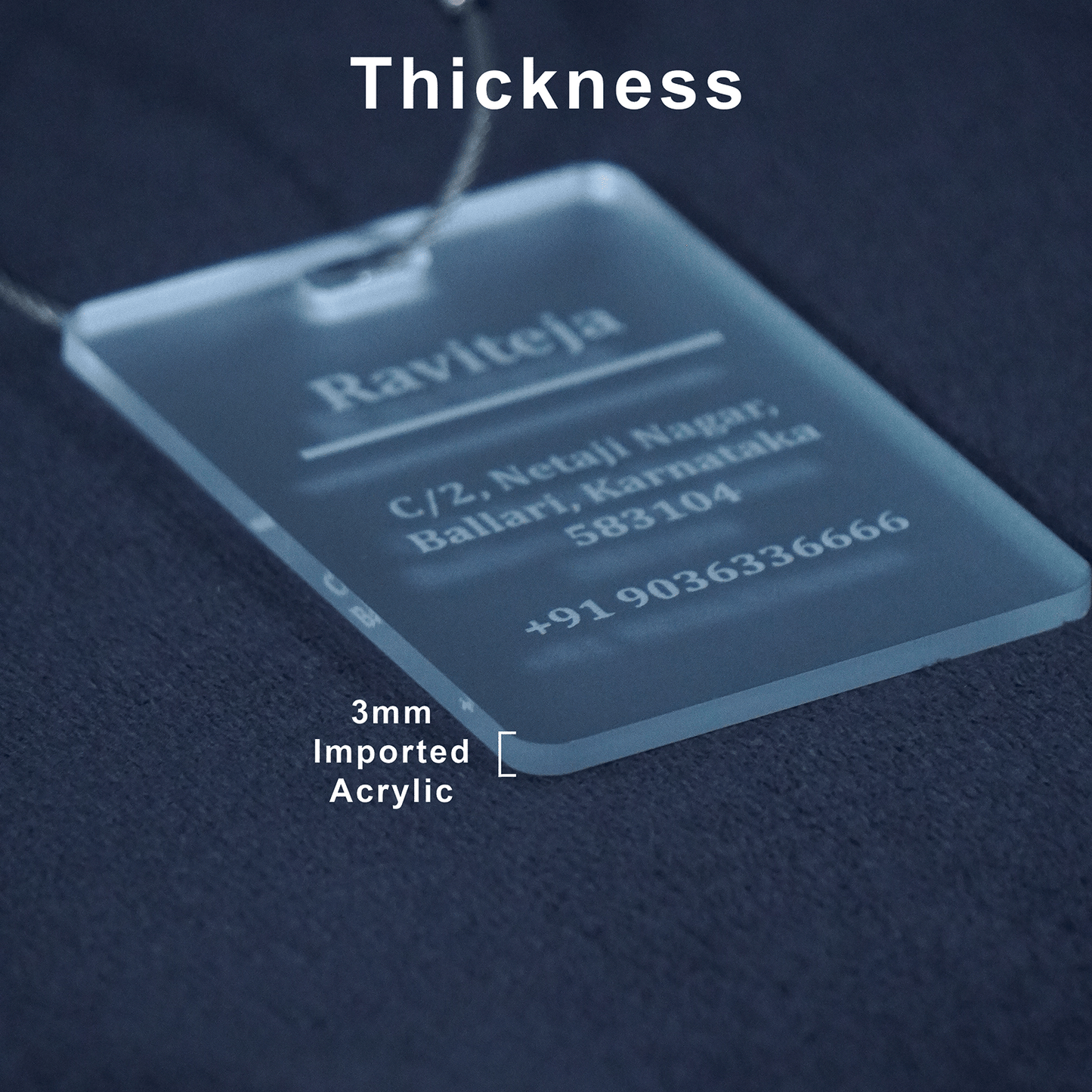 Personalized Frosted Acrylic Luggage Name Tag