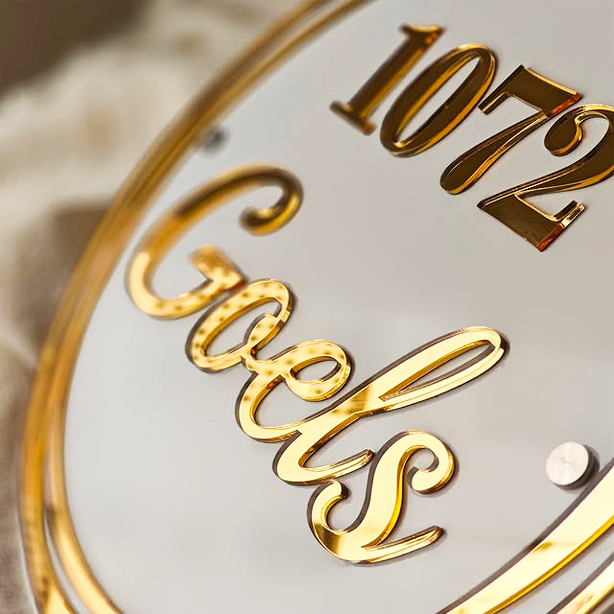 Golden Aura Custom Acrylic Home Name Plate – Personalized with Family Name & House Number