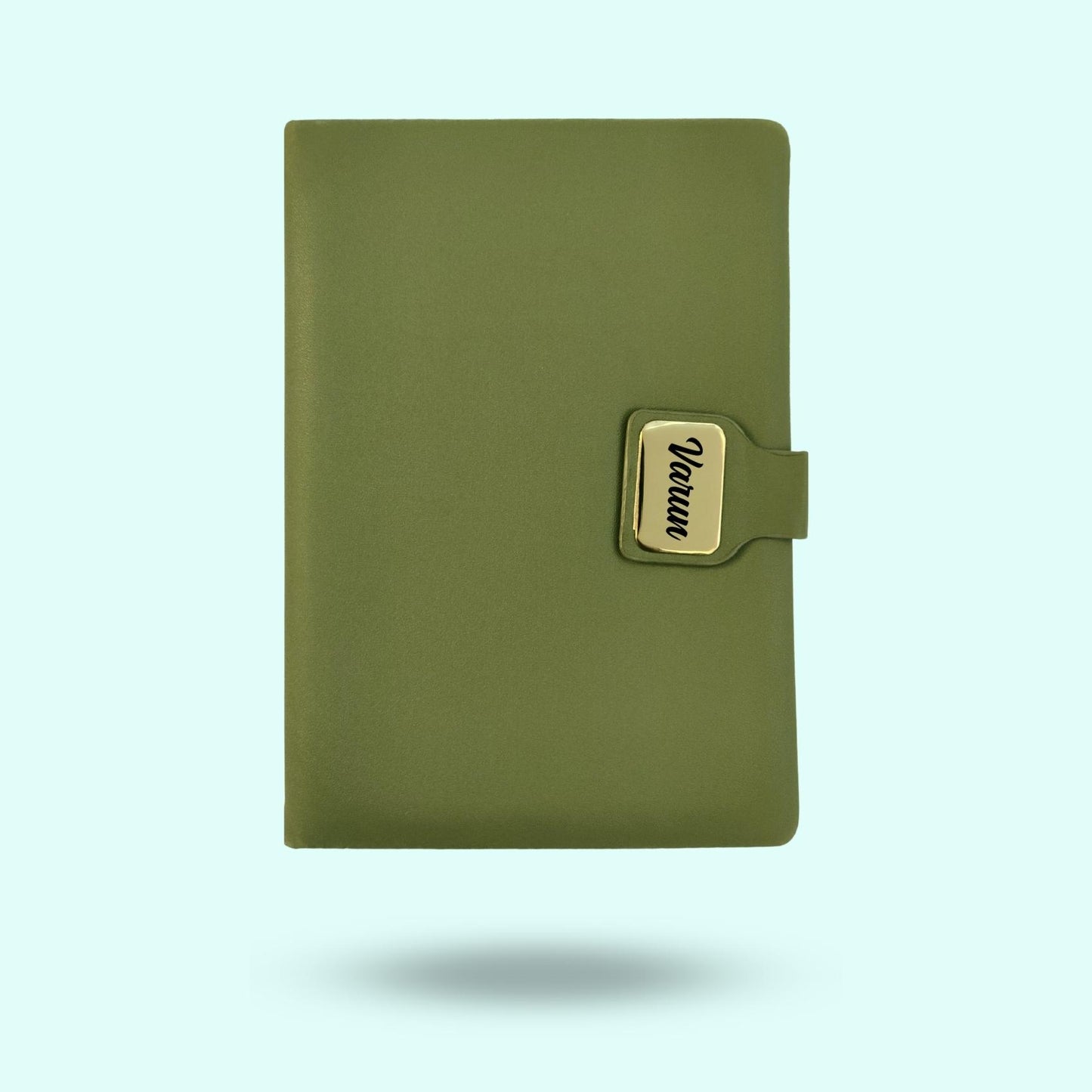 Personalized Green PU Leather A-5 Premium Notebook