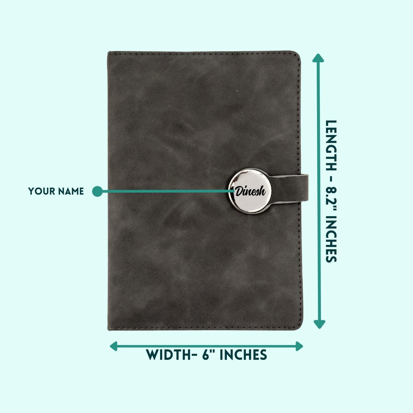 Personalized Grey Soft PU Leather A-5 Premium Notebook