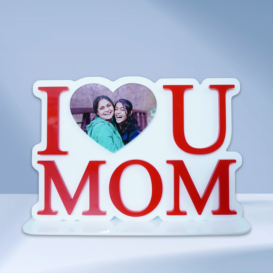 Personalized I Love You Mom Heart Tabletop Photo Frame - Mother's Day Gift