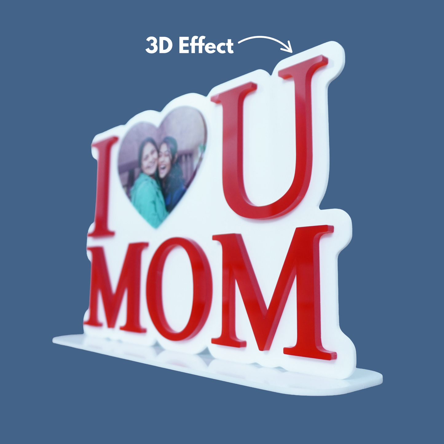Personalized I Love You Mom Heart Tabletop Photo Frame - Mother's Day Gift