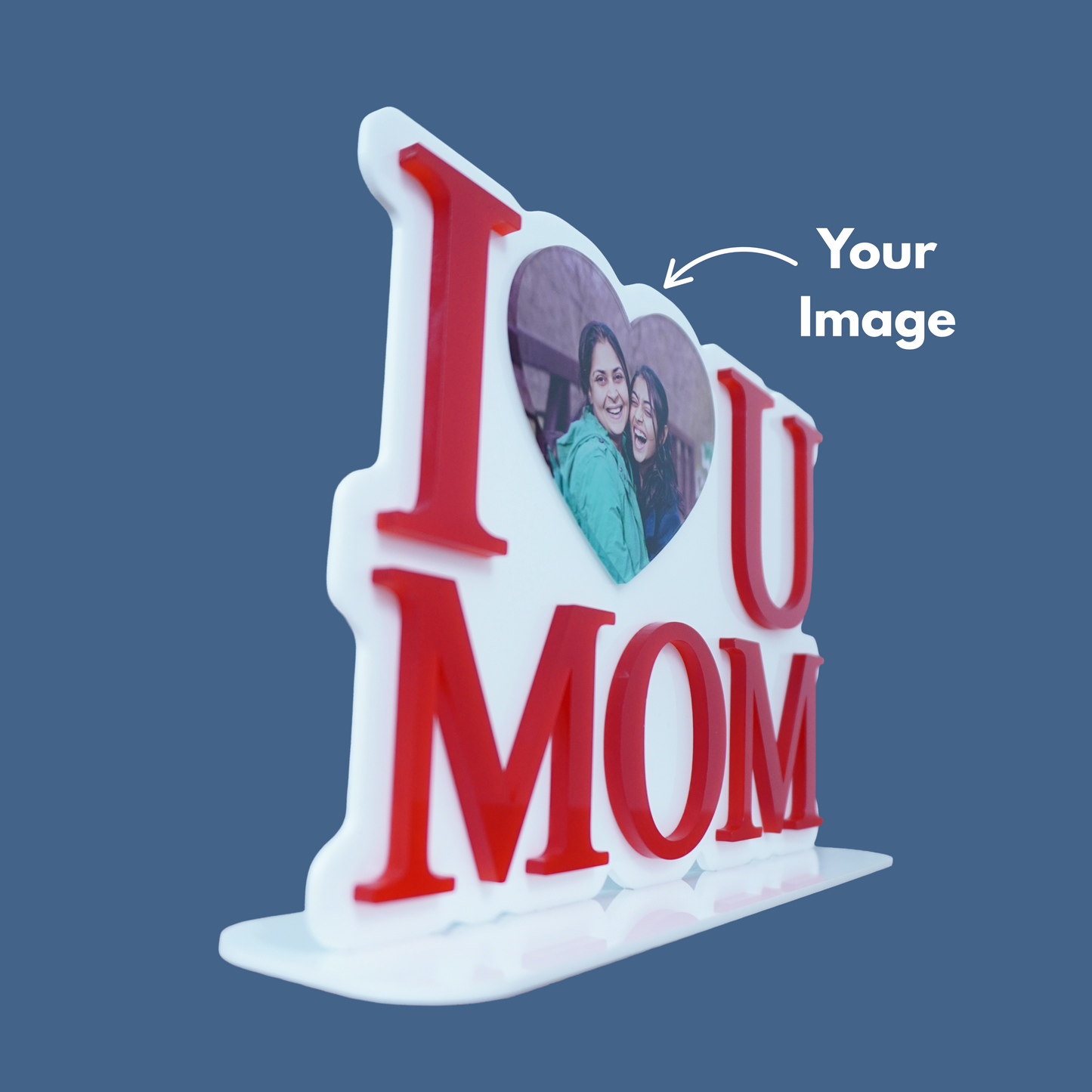 Personalized I Love You Mom Heart Tabletop Photo Frame - Mother's Day Gift