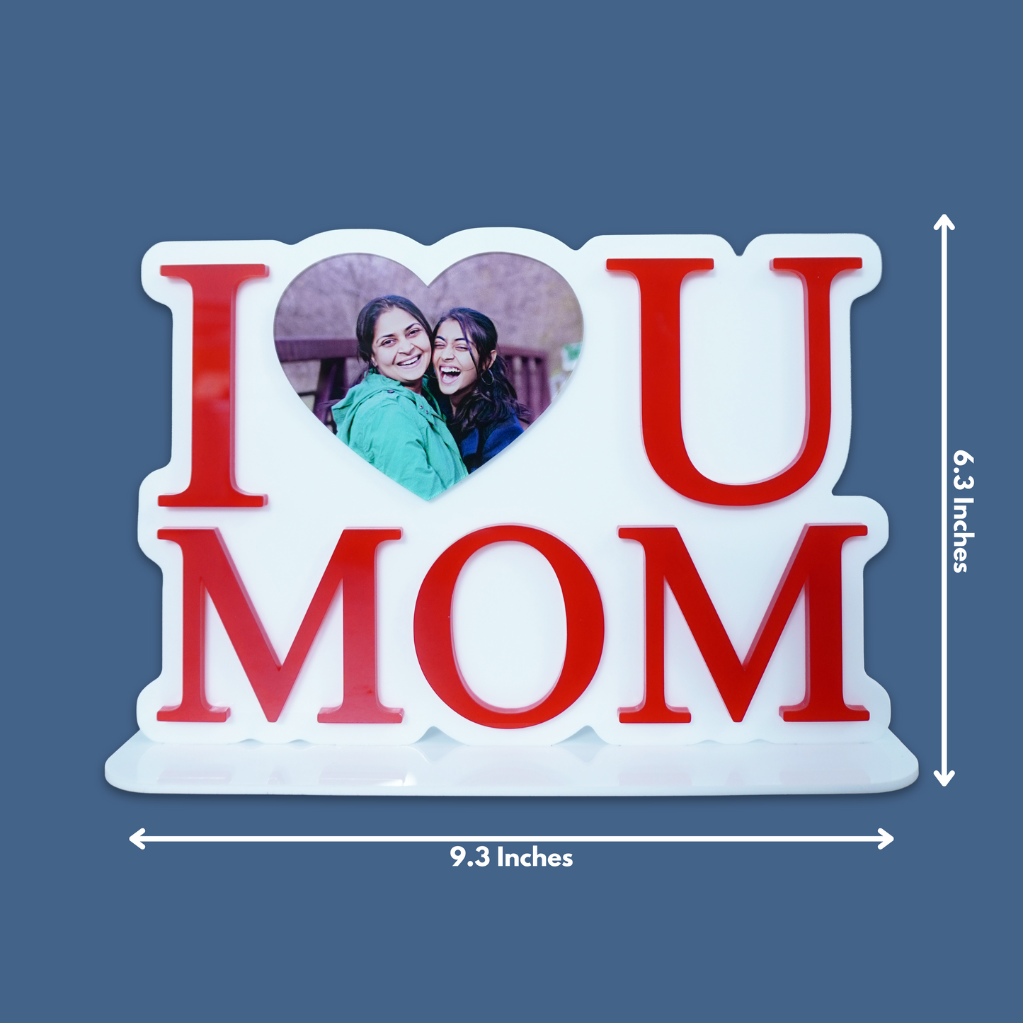 Personalized I Love You Mom Heart Tabletop Photo Frame - Mother's Day Gift