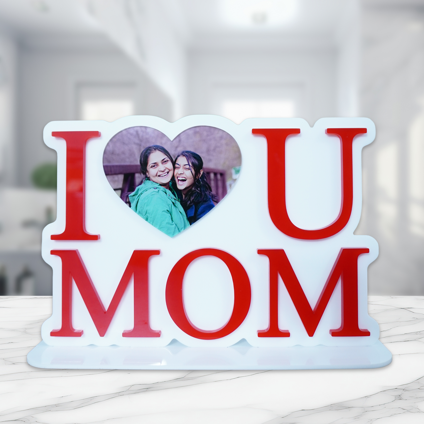 Personalized I Love You Mom Heart Tabletop Photo Frame - Mother's Day Gift