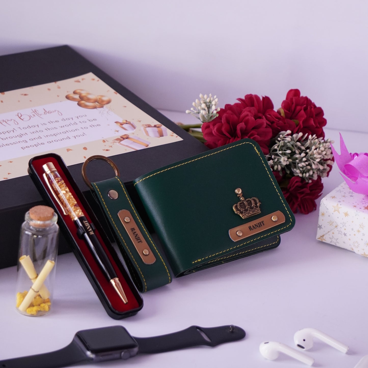 Personalized 3-in-1 set for Men - Wallet, Keychain, Pen
