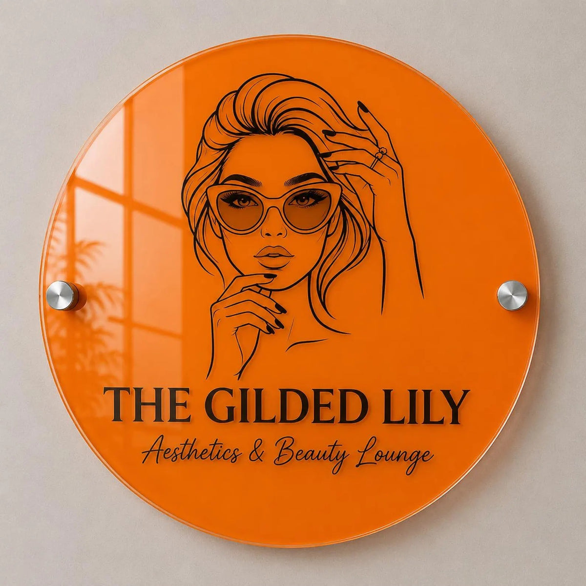 Modern Acrylic Logo Signage – Custom Round Wall Hanging Plaque for Beauty Salon, Spa, Clinic & Office Entrance