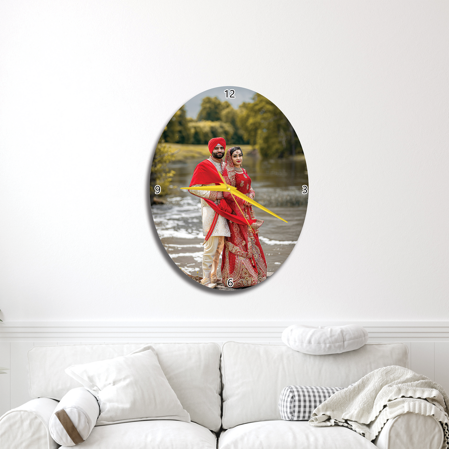 Full Pic Oval Shape Design Wall Clocks