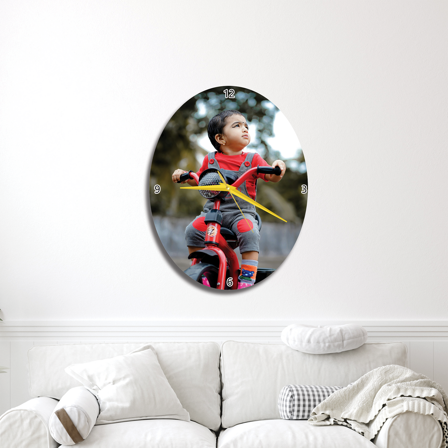 Full Pic Oval Shape Design Wall Clocks