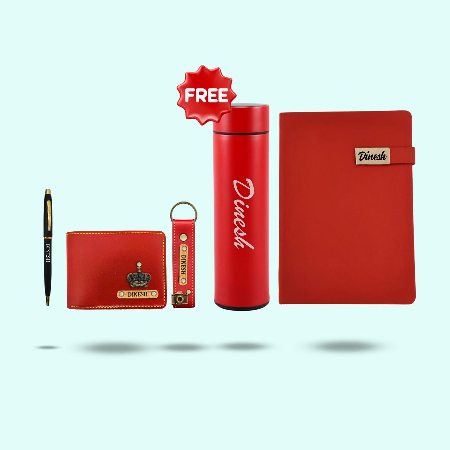 Personalised Essential Hamper for Men 5-in-1 - Men's wallet, Keychain, Diary, Pen & Free Bottle